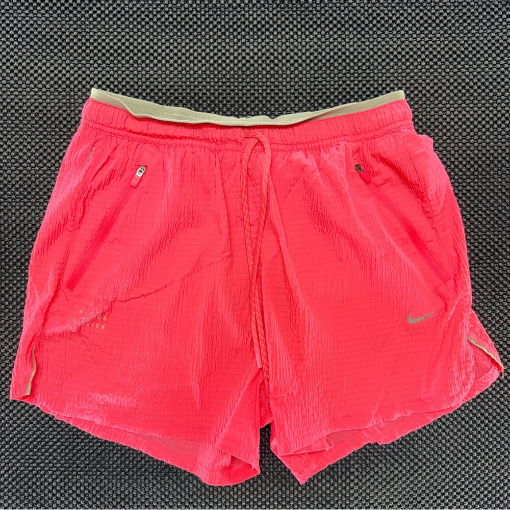 Nike Pink Athletic Running Shorts with Cream Trim